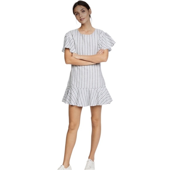 LoveShackFancy Cara Crewneck Striped Cotton Mini Dress (1) - Picture 3 of 15